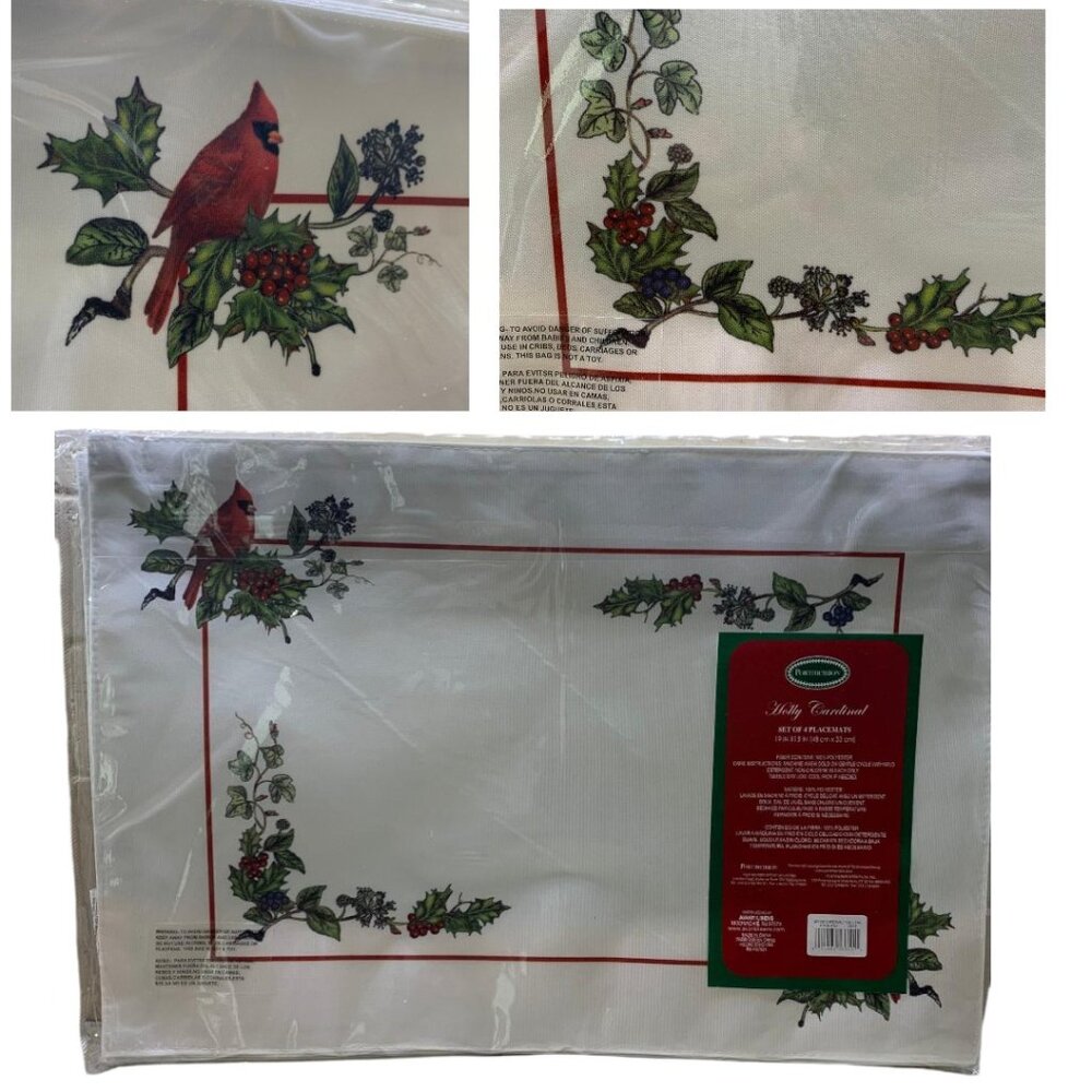 Spode Holly Cardinal Portmeirion Placemats Set of 4 NWT